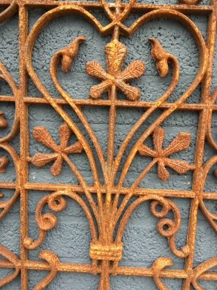 Cast iron door-window grille, wall ornament, beautiful wrought iron piece!